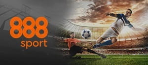Fußballspieler und das Logo von 888sport.