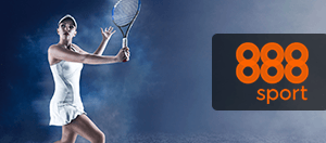Eine Tennisspielerin und das Logo von 888sport.