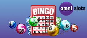 Karten und Zahlen vom Bingo und das Logo von Omni Slots.