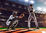 Eine Szene aus einem Baseball-Spiel.