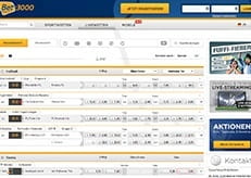 So sieht bei Bet3000 die Auswahl der Live Sportwetten aus
