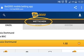 Öffnet in der App den mobilen Wettschein