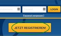 Den Start der Registrierung für ein Bet3000 Wettkonto