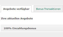 Das Angebot über einen 100% Einzahlungsbonus von bet365 im Kontobereich