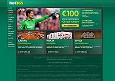 Die Startseite von Bet365 bietet einen Überblick über alle angebotenen Gaming Produkte