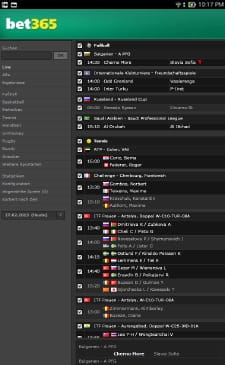 In der bet365 Livescore Übersicht findet man die Ligen und einzelnen Spiele