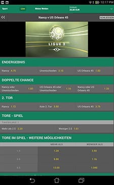 Für einzelne Live Spiele zeigt die bwin Homepage übersichtlich die möglichen wettoptionen