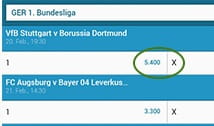 Ausschnitt aus dem Bundesliga-Wettprogramm von BetVictor..