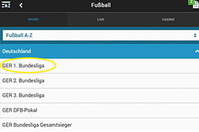 In welcher Liga wollen Sie wetten z.b. 2. Bundesliga