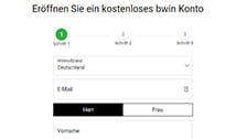 Das Anmeldeformular auf der Seite von bwin.