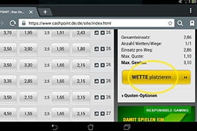 Wette bestätigen und abgeben