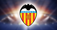 Das Logo von Valencia und im Hintergrund ein Stadion.