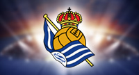 Das Logo von San Sebastian und im Hintergrund ein Stadion.