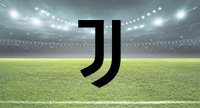 Das Logo von Juventus Turin und im Hintergrund ein Stadion.