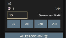 Die Eingabe des Wetteinsatzes.