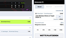 Die Eingabe des Wetteinsatzes.