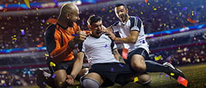 Eine Szene aus einem Fußballspiel.