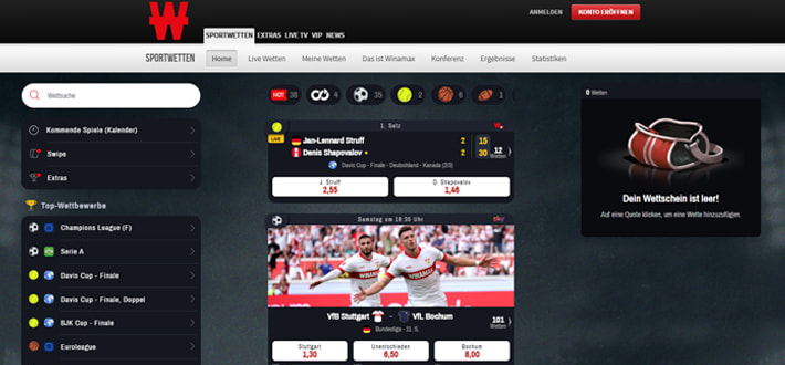 Die Webseite von Winamax.