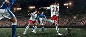 Eine Szene aus einem Fußballspiel.