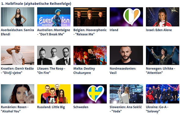 Die Vorstellung der bereits feststehenden Teilnehmer für das erste Halbfinale des Eurovision Song Contest.