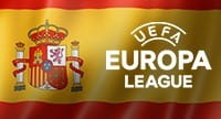 Die spanische Fahne und das Logo der Europa League.