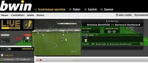 Ein Ausschnitt von der Live Wetten Seite von bwin.