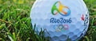 Ein Golfball der Olympischen Spiele von 2016 in Rio de Janeiro.