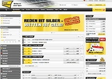 Der Startbildschirm des Sportwetten-Bereichs mit der Auswahl der Sportarten