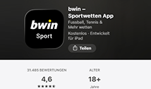 Die Download Vorschau von bwin bei iTunes.