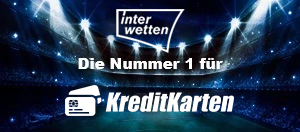 Der Schriftzug Interwetten ist die Nummer 1 für Kreditkarten.