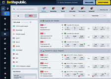 Die Darstellung der Live Wetten auf der Seite von
BetRepublic.