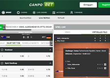 Die Darstellung der Live Wetten auf der Seite von CampoBet.