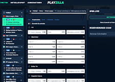 Die Darstellung der Live Wetten auf der Seite von PlayZilla. 