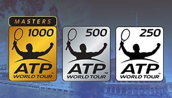 Die 3 Logos der verschiedenen Masters Turniergruppen mit Masters 1000, 500 und 250.