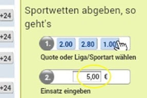 Im mobilen Wettschein muss noch der Einsatzbetrag eingegeben werden