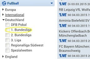 Fahre mit der Auswahl der ersten Bundesliga fort