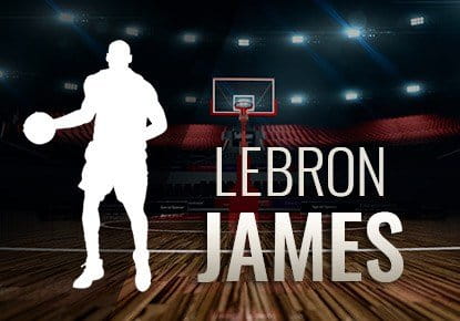 Die Umrisse von LeBron James in einer Basketball-Halle