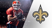 Das Logo der New Orleans Saints sowie ein Footballspieler.