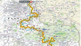 Der Streckenverlauf von Paris-Roubaix.