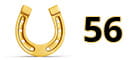 Ein goldenes Hufeisen mit der Zahl 56 in der Mitte.