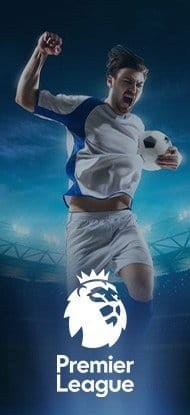 Ein Fußballspieler und das Logo der Premier League.