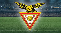 Das Logo von Desportivo Aves und im Hintergrund ein Stadion.
