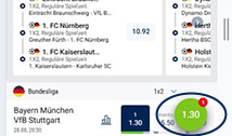 Zuerst müsst ihr bei bet-at-home auf die Quote klicken, um die jeweilige Wette auszuwählen.