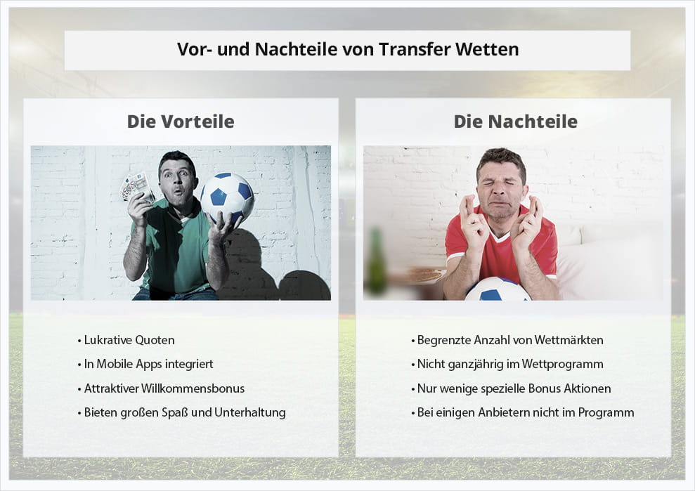 Eine Zusammenstellung der Vor- und Nachteile bei Transfermarkt Wetten.
