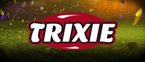 Das Logo der Trixie Wette und im Hintergrund ein Fußballplatz.
