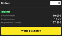 Das Abgeben des Wettscheins bei Unibet.