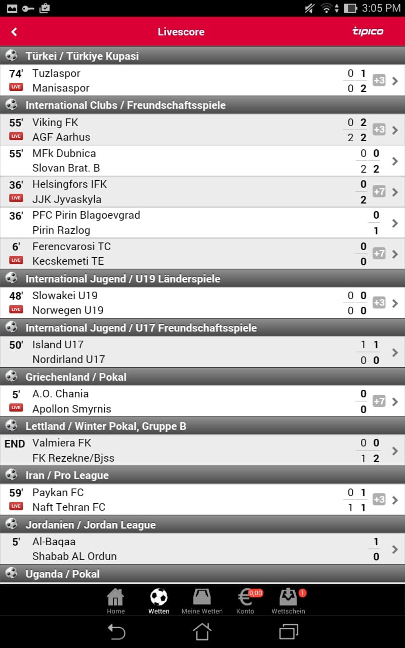 Tipico live score deals