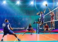 Eine Spielszene aus einem Volleyball-Spiel.