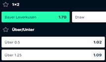 Die Auswahl einer Wette bei PlayZilla.