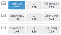 Die Auswahl einer Wette bei Sunmaker.